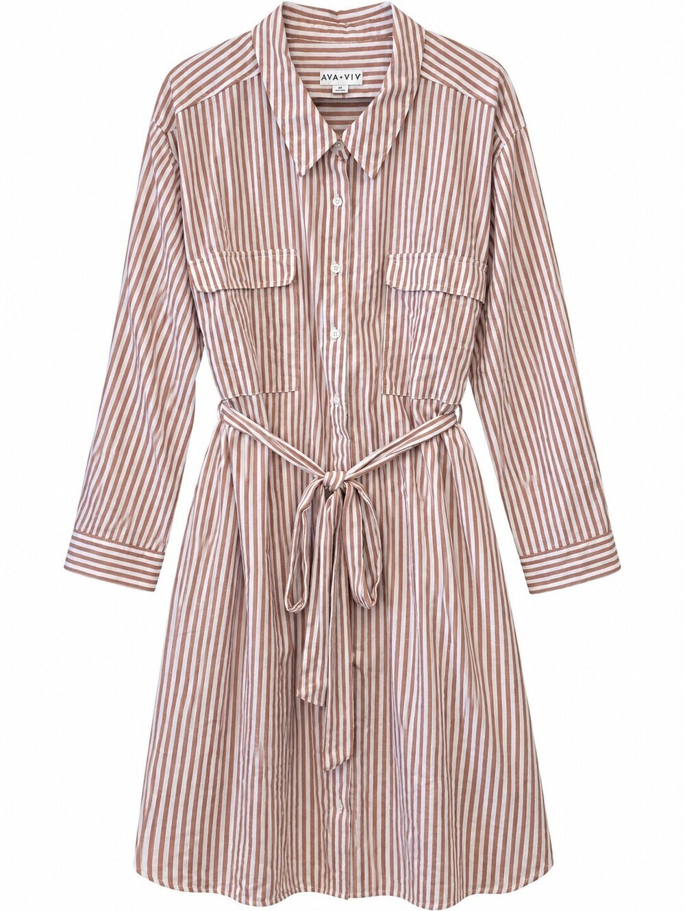 Ava & Viv Striped Shirt Dress with Belt 3X